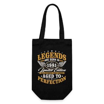 1981 Vintage Born Birthday Vintage Gift - Gift Bag for Bottles - black - Front