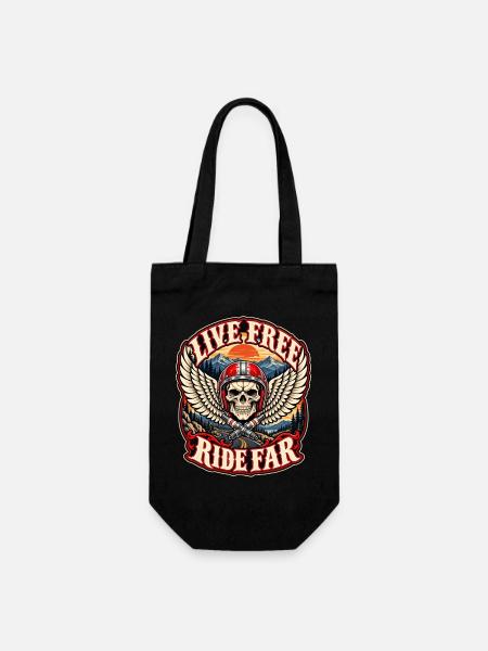 Biker leben frei mit Far Skull Wings im Freien - Geschenkbeutel für Flaschen - Schwarz