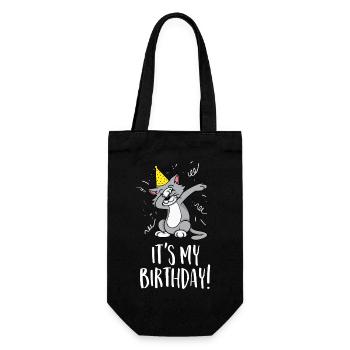 It's my birthday - Birthday and party cat - Gift Bag for Bottles - black - Front