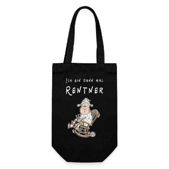 Ich Bin Dann Mal Rentner Schaf Funmotiv - Geschenkbeutel für Flaschen - Schwarz - Vorne