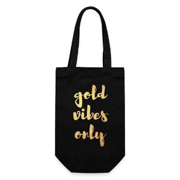 Gold Vibes Only Yoga Décoration cool Citations - Sac à bouteille - noir - Devant