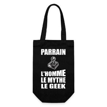 Parrain l'homme le mythe le geek t-shirt cadeau - Sac à bouteille - noir - Devant