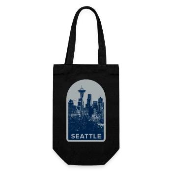 Seattle Skyline Badge - Gift Bag for Bottles - black - Front