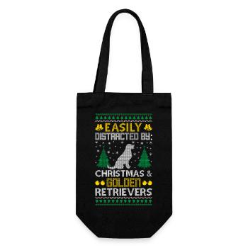 Easily Distracted Golden By Retriever Ugly Sweater - Geschenkbeutel für Flaschen - Schwarz - Vorne