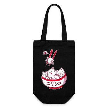 Ramen Kawaii Katze Anime Otaku Japanische Nudeln - Geschenkbeutel für Flaschen - Schwarz - Vorne