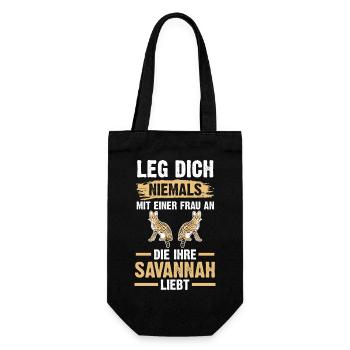 Savannah Katze - Geschenkbeutel für Flaschen - Schwarz - Vorne