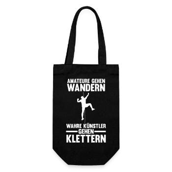 Bergsteigen Bouldern Klettern Kletterer - Geschenkbeutel für Flaschen - Schwarz - Vorne