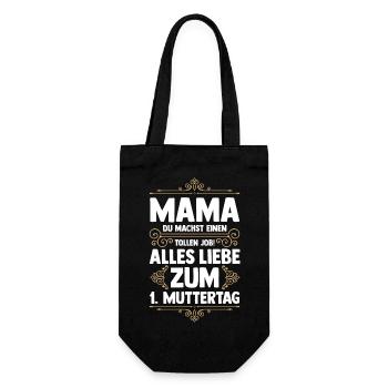 Muttertag Mutter Mama - Geschenkbeutel für Flaschen - Schwarz - Vorne