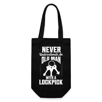 Never Underestimate An Old Man With A Lockpick Key - Geschenkbeutel für Flaschen - Schwarz - Vorne