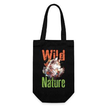 Wolf Wild Nature Wolfskopf Wildnis Wald Bäume - Geschenkbeutel für Flaschen - Schwarz - Vorne