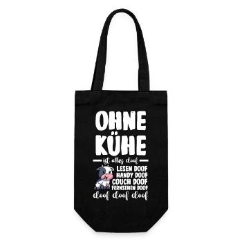 Kuh Landwirt Bauernhof Kühe - Geschenkbeutel für Flaschen - Schwarz - Vorne