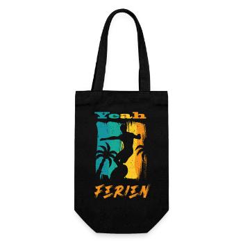Yeah Ferien! Surfen und Strand - Geschenkbeutel für Flaschen - Schwarz - Vorne