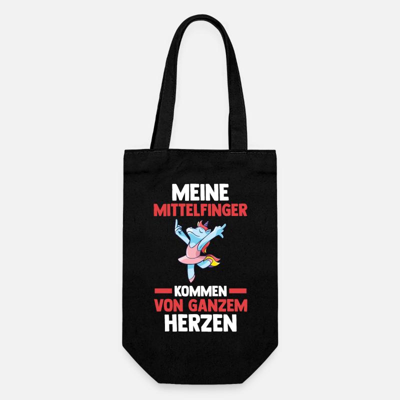 Mittelfinger Einhorn - Geschenkbeutel für Flaschen - Schwarz
