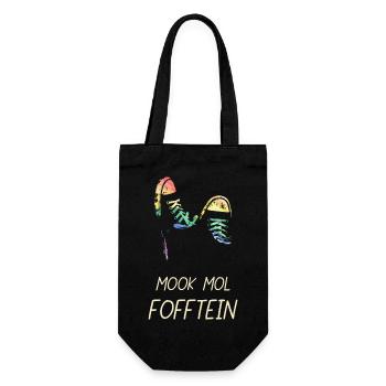 Mook Mol Fofftein Plattdeutsch Lustige Sprüche - Geschenkbeutel für Flaschen - Schwarz - Vorne