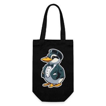 Pinguin mit einem Anzug Lustig Witzig Cute - Geschenkbeutel für Flaschen - Schwarz - Vorne