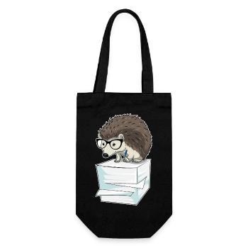 Igel Sekretärin Papierstapel Büro - Geschenkbeutel für Flaschen - Schwarz - Vorne
