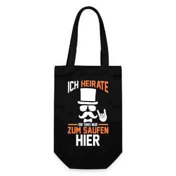 Bräutigam Hochzeit Heiraten Junggesellenabschied - Geschenkbeutel für Flaschen - Schwarz - Vorne