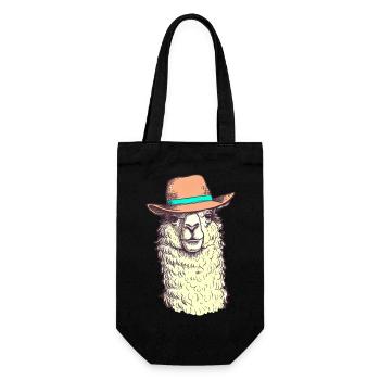Funny hat llama - Gift Bag for Bottles - black - Front
