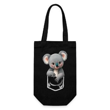 Kuscheliger Baby Koala in der Brusttasche - Geschenkbeutel für Flaschen - Schwarz - Vorne