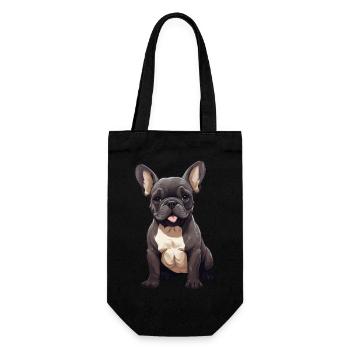 English/French Bulldog Illustration - Gift Bag for Bottles - black - Front