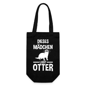 Seeotter Fischotter Otter - Geschenkbeutel für Flaschen - Schwarz - Vorne