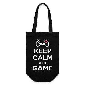 Geschenk 'Keep Calm and Game', Serenity Gamer - Geschenkbeutel für Flaschen - Schwarz - Vorne