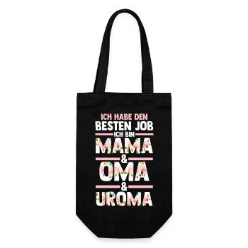 Mutter Mama Oma Uroma - Geschenkbeutel für Flaschen - Schwarz - Vorne