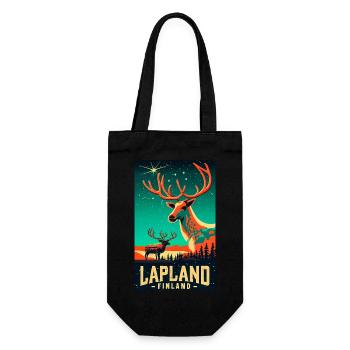 Reindeer and Northern Lights in Lapland Finland - Gift Bag for Bottles - black - Front