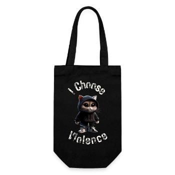 I Choose Violence Cat I Cat Lover I Anti Social - Geschenkbeutel für Flaschen - Schwarz - Vorne
