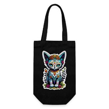 Cat Mexico - Dia de los Muertos - Gift Bag for Bottles - black - Front