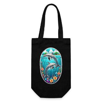 Delfin & Ozean - Geschenkbeutel für Flaschen - Schwarz - Vorne