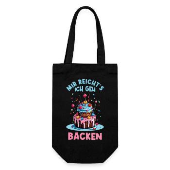 Backen Bäckerin Backkönigin Backfee Torte Kuchen - Geschenkbeutel für Flaschen - Schwarz - Vorne
