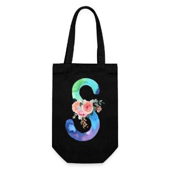 Lettre S watercolor - Sac à bouteille - noir - Devant