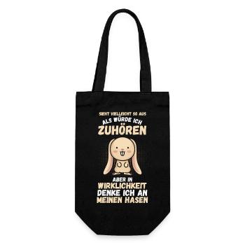 Kaninchen Hase - Geschenkbeutel für Flaschen - Schwarz - Vorne