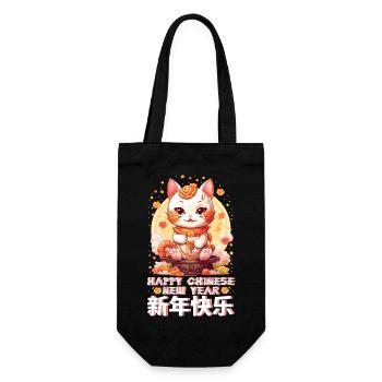 Joyeux Nouvel An Chinois 2024 Chat Porte-bonheur Matching - Sac à bouteille - noir - Devant