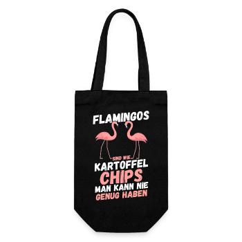 Flamingos sind wie Kartoffelchips - Geschenkbeutel für Flaschen - Schwarz - Vorne