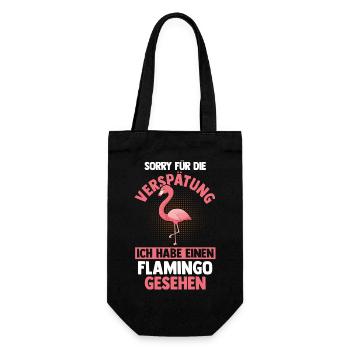 Sorry für die Verspätung ich habe Flamingos gesehe - Geschenkbeutel für Flaschen - Schwarz - Vorne