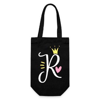 Letter R Initial Letter Crown - Gift Bag for Bottles - black - Front