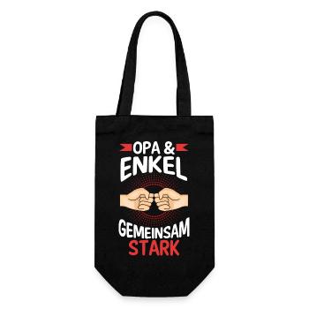 Großvater Opa und Enkel - Geschenkbeutel für Flaschen - Schwarz - Vorne