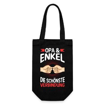 Großvater Opa und Enkel - Geschenkbeutel für Flaschen - Schwarz - Vorne