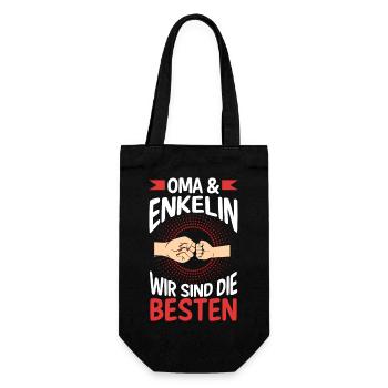 Oma Großmutter und Enkelin - Geschenkbeutel für Flaschen - Schwarz - Vorne