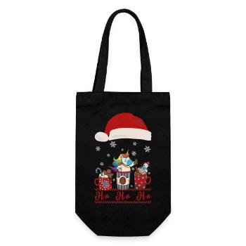Einhorn Weihnachten Weihnachtsmütze Hohoho Kakao - Geschenkbeutel für Flaschen - Schwarz - Vorne