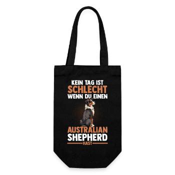 Australian Shepherd Hund Aussie - Geschenkbeutel für Flaschen - Schwarz - Vorne