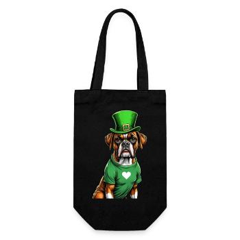 Boxer Dog St. Patrick's Day I Irish Green Hat St - Geschenkbeutel für Flaschen - Schwarz - Vorne