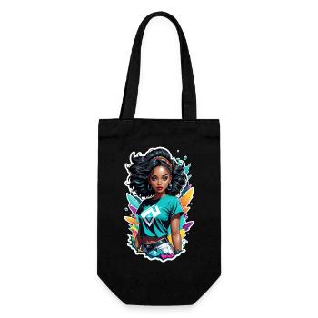Afro Frau - Schönheit - Geschenkbeutel für Flaschen - Schwarz - Vorne
