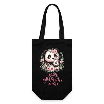 Best Mom Ever Panda Lover Floral Wreath I Mom - Geschenkbeutel für Flaschen - Schwarz - Vorne