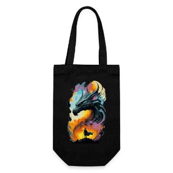 Giant Black Dragon on Fire - Gift Bag for Bottles - black - Front