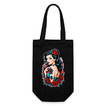 Rockabilly / Pin-up / 50er Jahre - Geschenkbeutel für Flaschen - Schwarz - Vorne