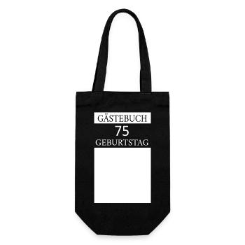 Gästebuch 75.Geburtstag Unterschrift T-shirt - Geschenkbeutel für Flaschen - Schwarz - Vorne