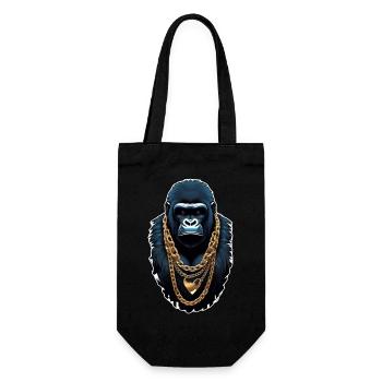 gorille avec chaine en or - Sac à bouteille - noir - Devant